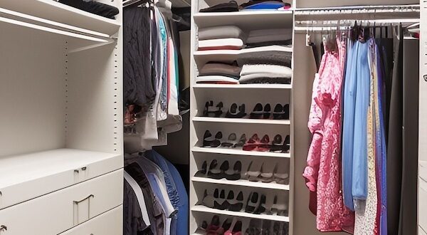 Kleiderschrank mit Textilien